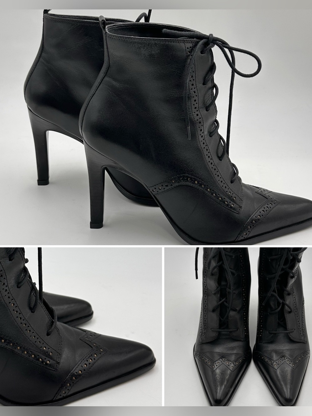 BAKERS BLACK HIGH HEEL ANKLE BOOTS WOMENS SZ 7 WINGTIP STEAMPUNK LACE UP Y2K